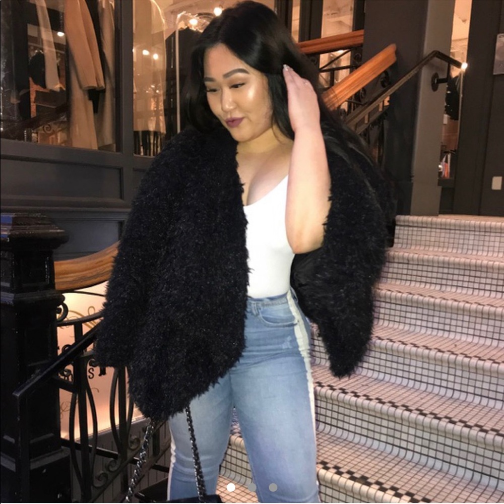 FLUFFY FAUX FUR WATERFALL COAT